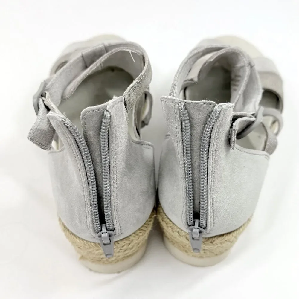 Earth MODENA JASMINE Grey Silver Sparkle Espadrille Wedge Gladiator Sandals